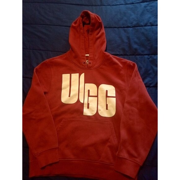 UGG Australia Other - UGG Fluff Rey Logo Hoodie Unisex Medium Cranberry Pockets